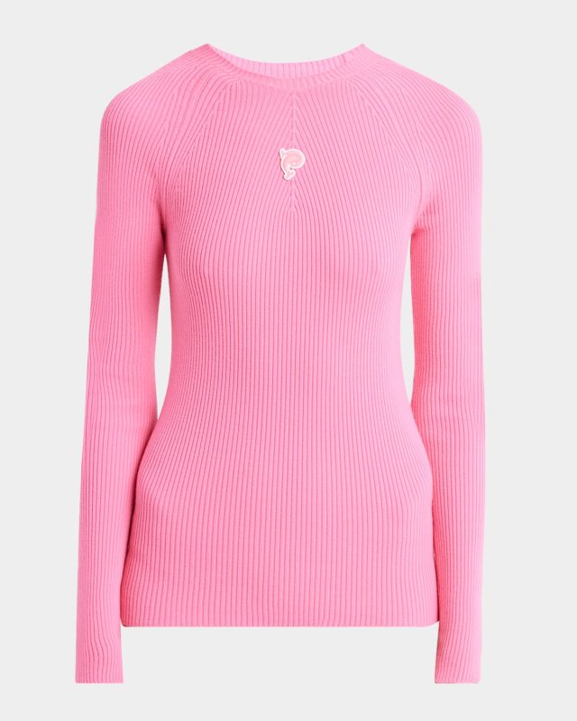 Fine Wool-Lycra Vanise Rib Long-Sleeve Top